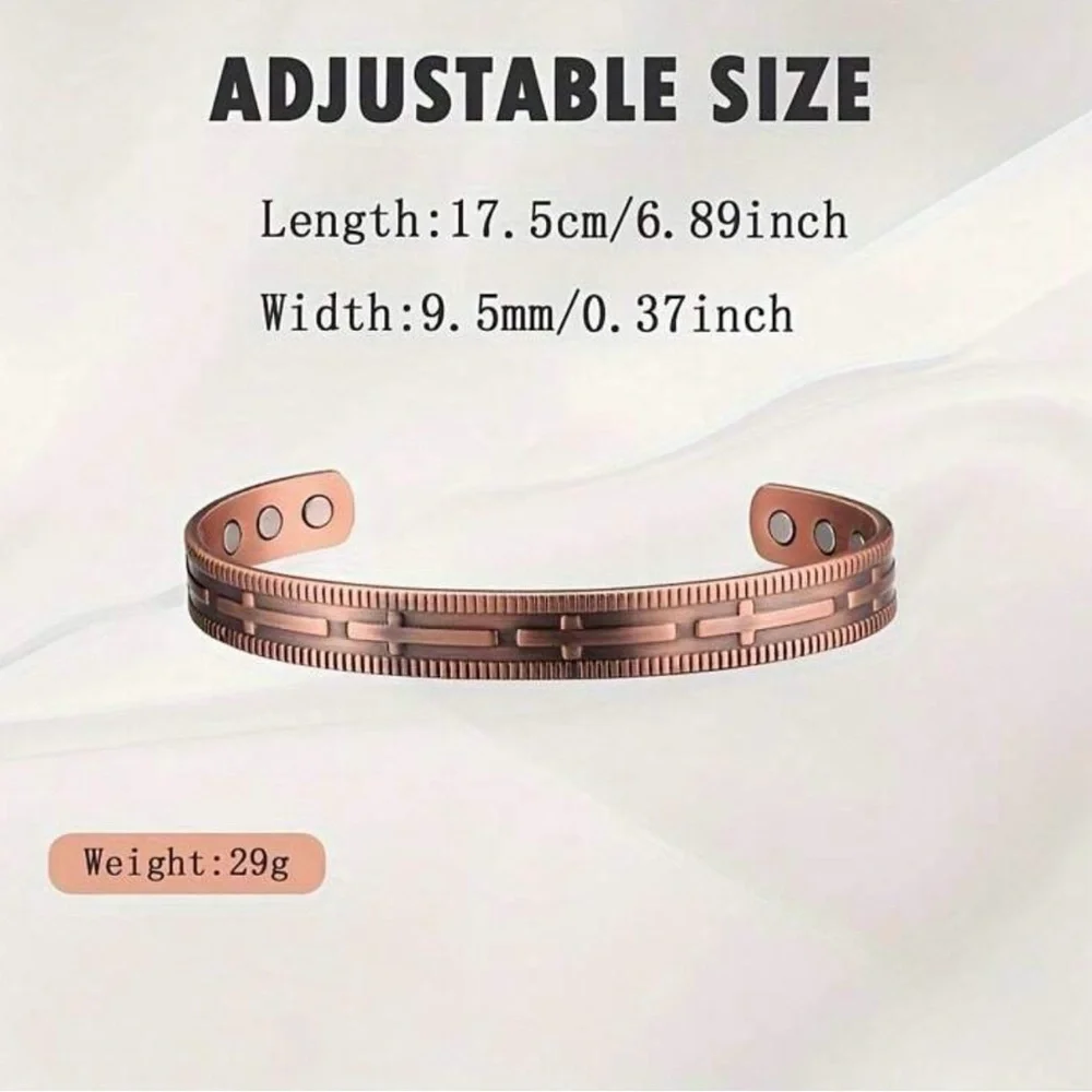 Cross Copper Metal Cuff Bracelet - Picture 3 of 3